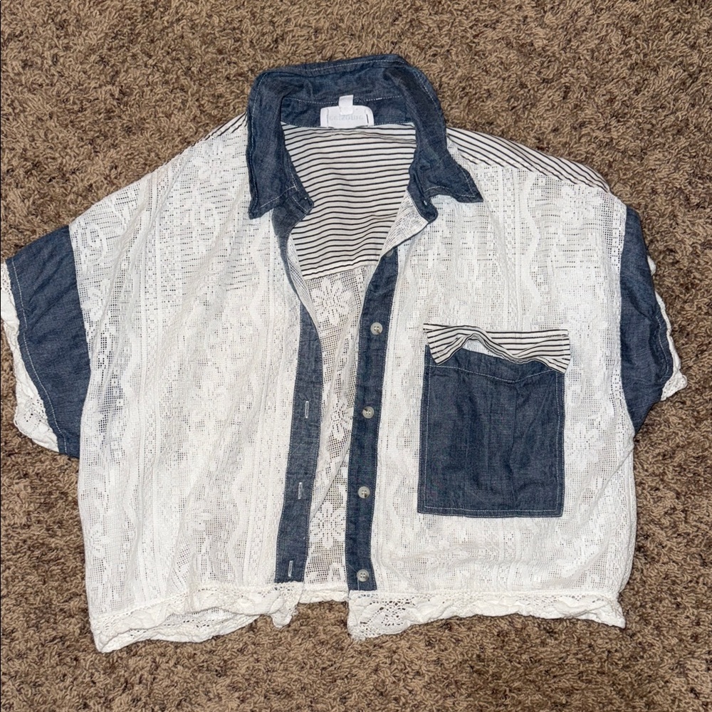 Eesome Blue and White Striped Shirt
